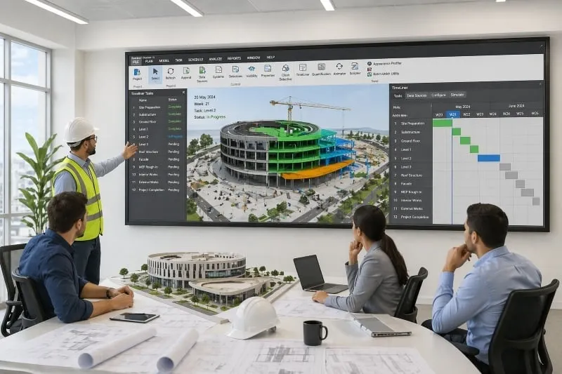 4D BIM construction scheduling for a Dubai project.