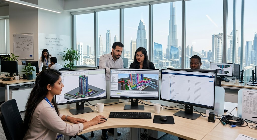 Professional BIM outsourcing team supporting construction projects in Dubai.