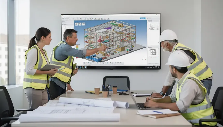 Developer reviewing BIM model for commercial building project.