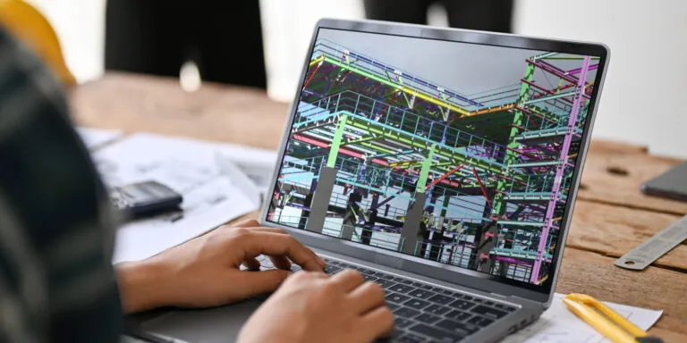 4D BIM construction schedule linked to a 3D building model.