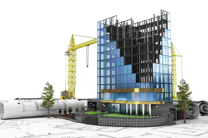 Construction timeline integrated with a 3D BIM model for project scheduling.